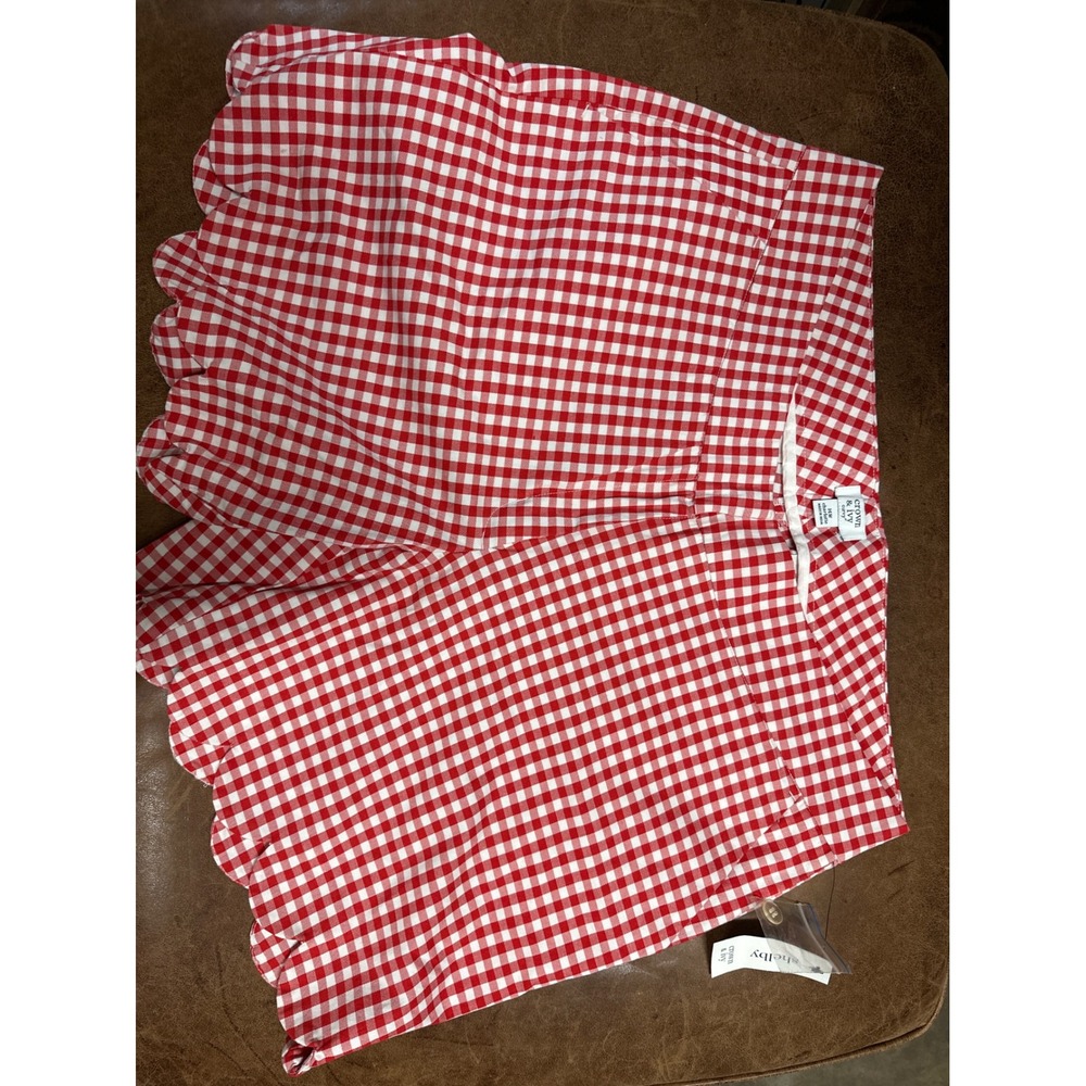 Crown & Ivy Curvy‎ Shelby Red White Gingham Scalloped Hem Shorts Size 14W